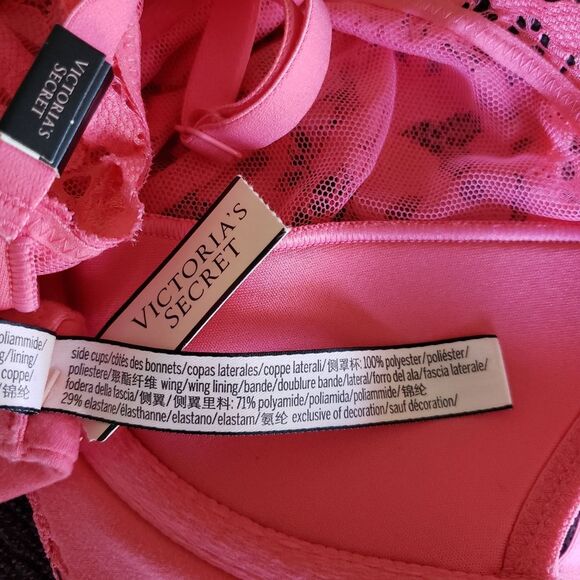 Victoria's Secret Lace Underwire Unlined Demi Bra Peach Women's Size 34C - Picture 10 of 12